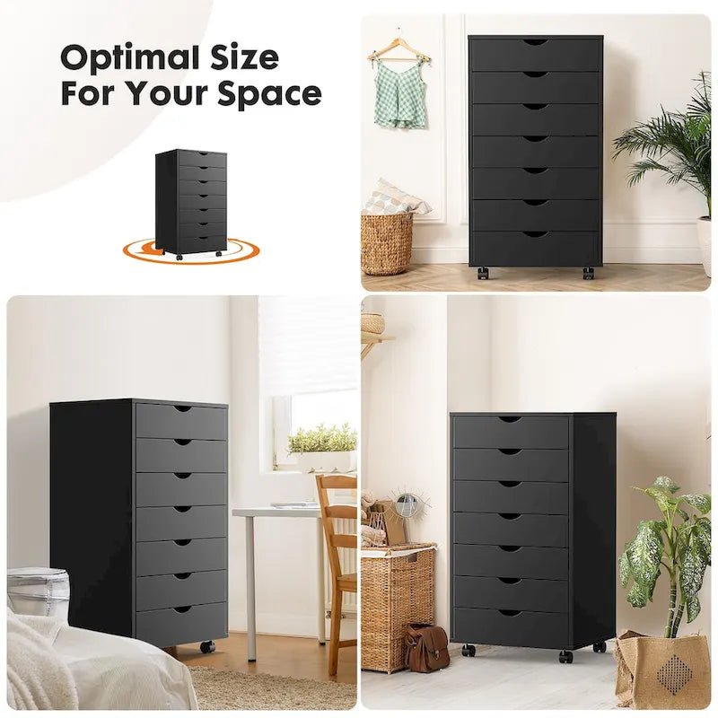 7 Drawer Chest with Wheels - Wood Dresser Cabinet Organizer