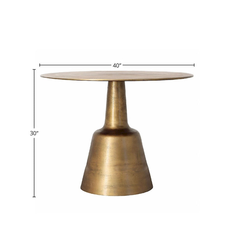 40-Inch Round Cast Aluminum Dining Table with Antique Brass Finish