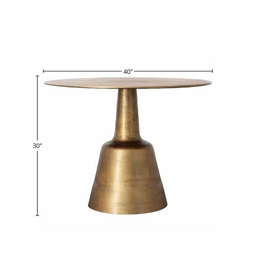 40-Inch Round Cast Aluminum Dining Table with Antique Brass Finish