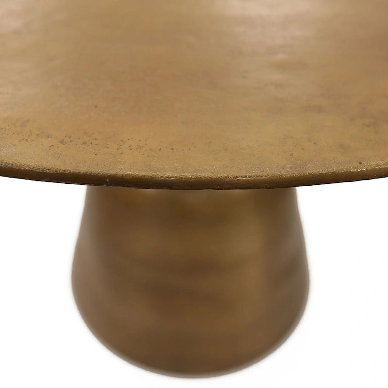 40-Inch Round Cast Aluminum Dining Table with Antique Brass Finish