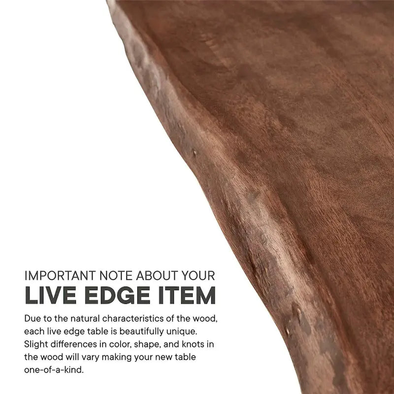74 Inch Live Edge Acacia Wood Dining Table - Seats 8