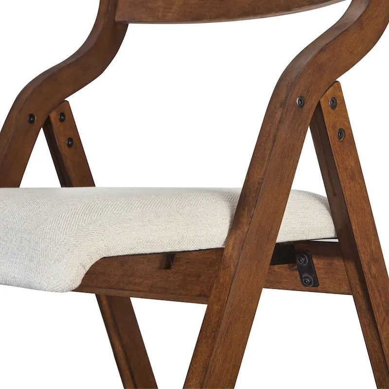 Upholstered Foldable Dining Chairs with Walnut Finish, Set of 2