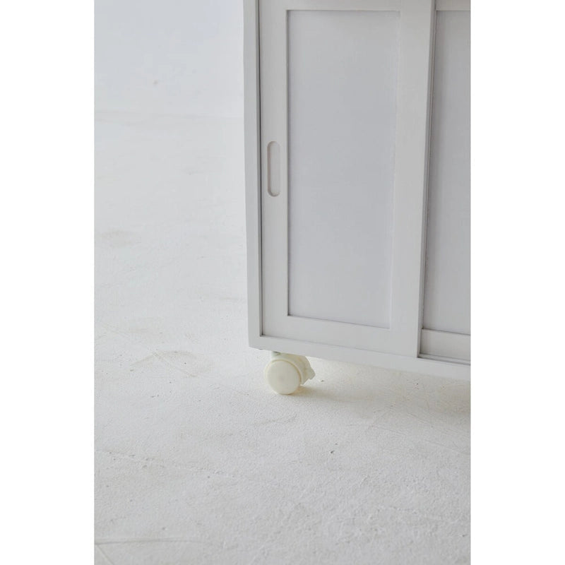 Free-Standing Rolling Bathroom Storage Cabinet with Sliding Doors