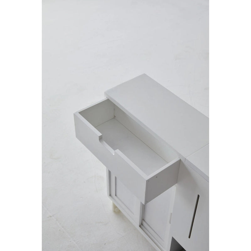Free-Standing Rolling Bathroom Storage Cabinet with Sliding Doors