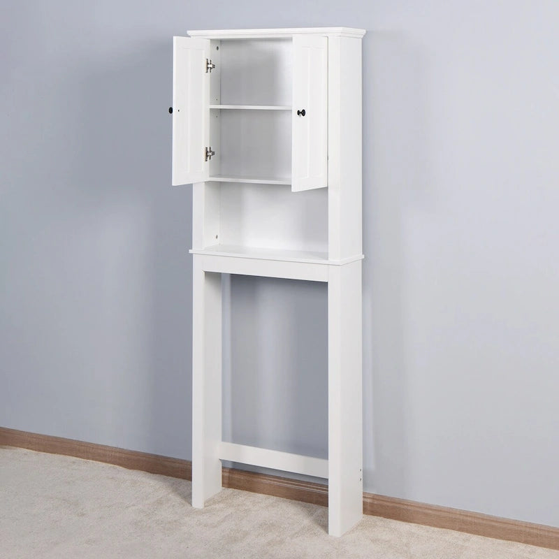 Over-The-Toilet Wooden Storage Cabinet with Open Shelf - 23.62"W x 67.32"H