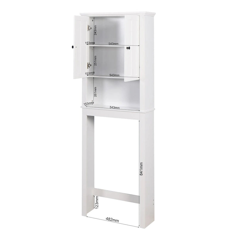Over-The-Toilet Wooden Storage Cabinet with Open Shelf - 23.62"W x 67.32"H
