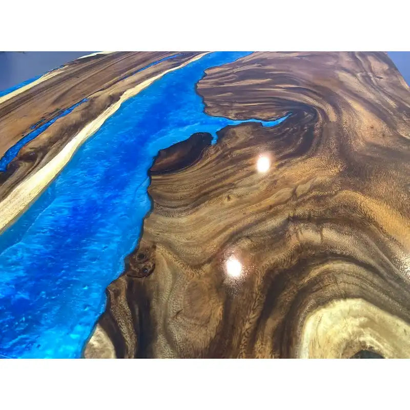 Handmade Live Edge Epoxy Resin Dining Table - 90"L x 43"D