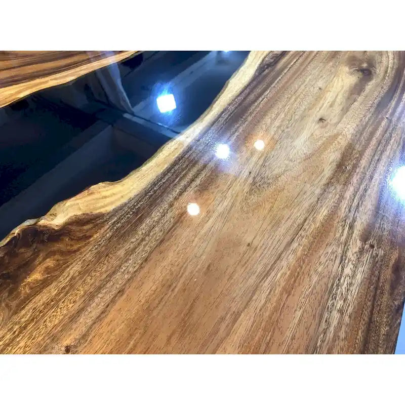 Handmade Live Edge Epoxy Resin Dining Table - 90"L x 43"D
