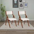 Vintage Fabric Upholstered Foldable Dining Chairs, Set of 2
