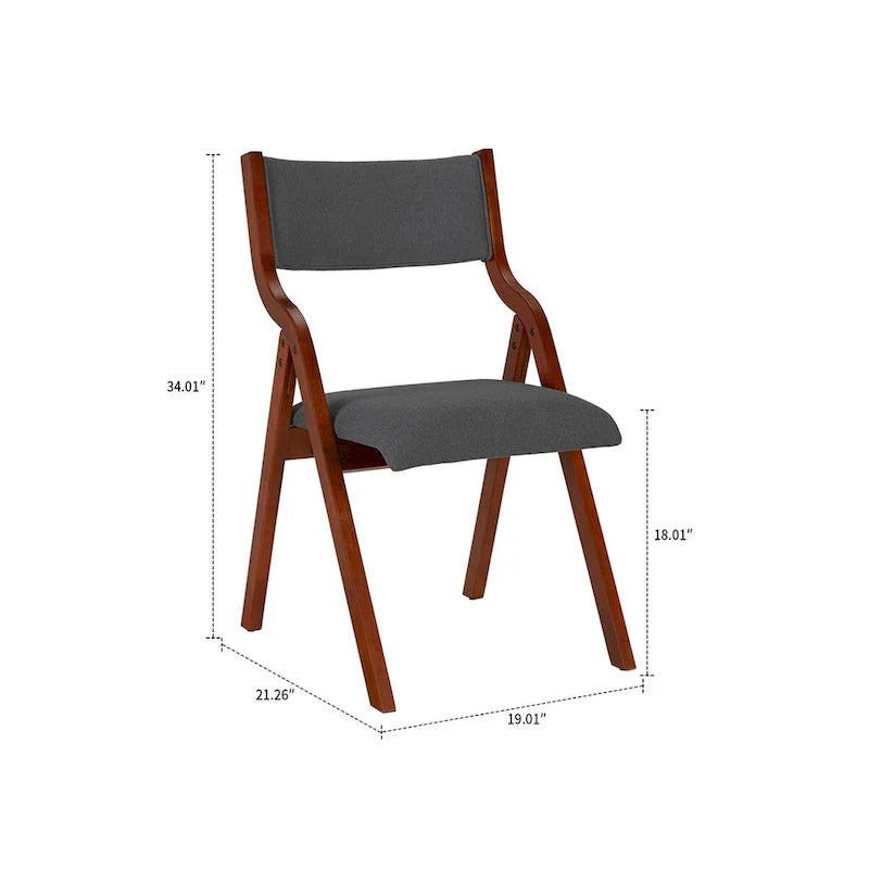 Vintage Fabric Upholstered Foldable Dining Chairs, Set of 2