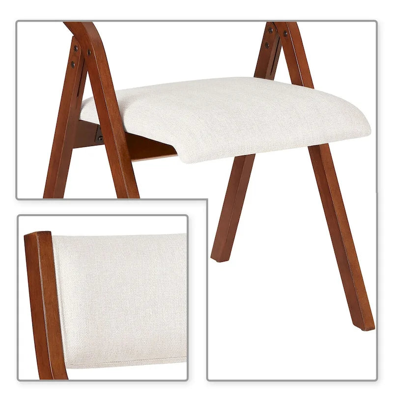 Vintage Fabric Upholstered Foldable Dining Chairs, Set of 2