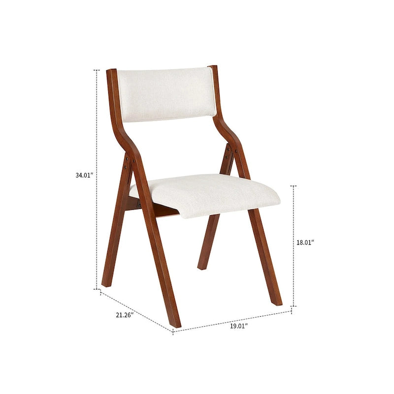 Vintage Fabric Upholstered Foldable Dining Chairs, Set of 2