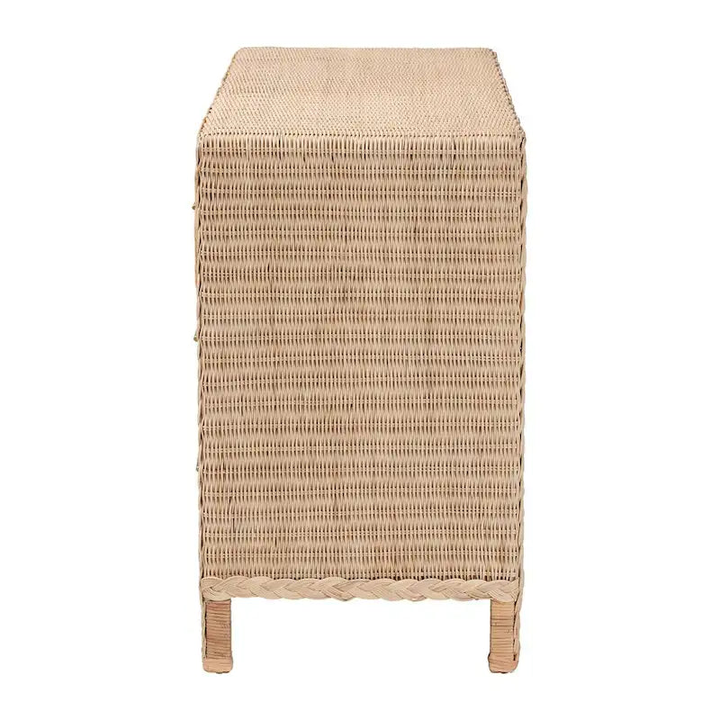 Sun-Bleached Braided Rattan 6-Drawer Dresser