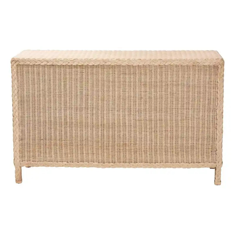 Sun-Bleached Braided Rattan 6-Drawer Dresser