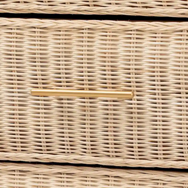 Sun-Bleached Braided Rattan 6-Drawer Dresser