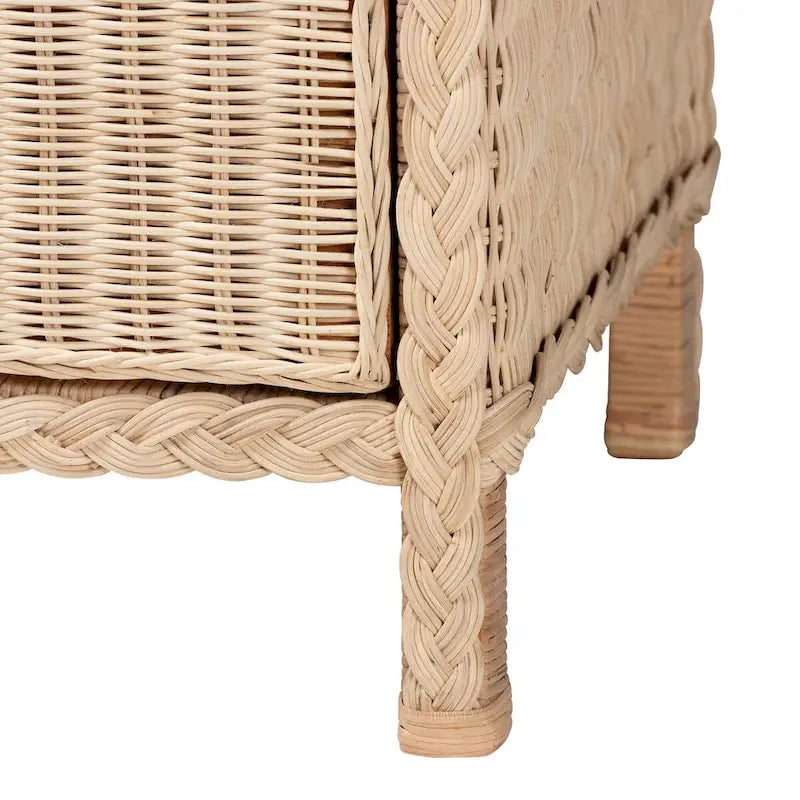 Sun-Bleached Braided Rattan 6-Drawer Dresser